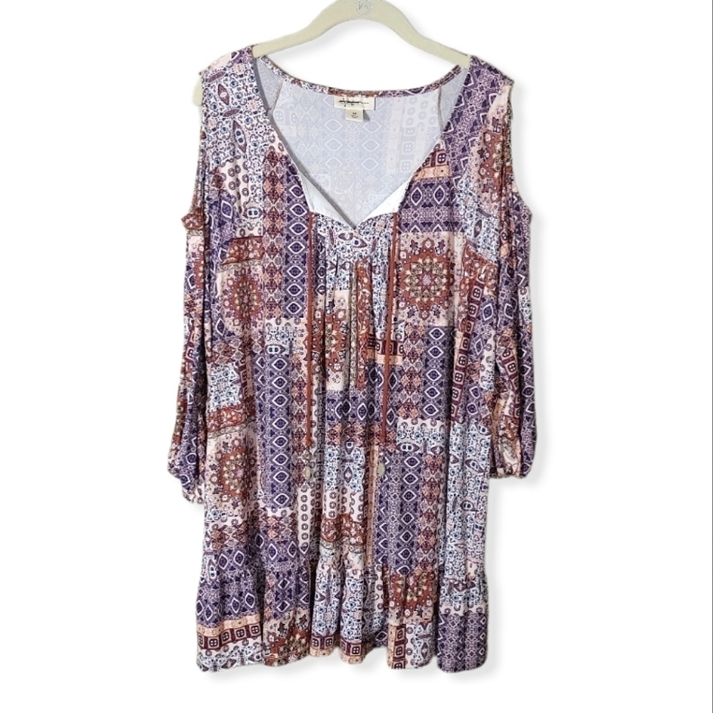 Style & Co Boho Cold Shoulder Top Plus 1X